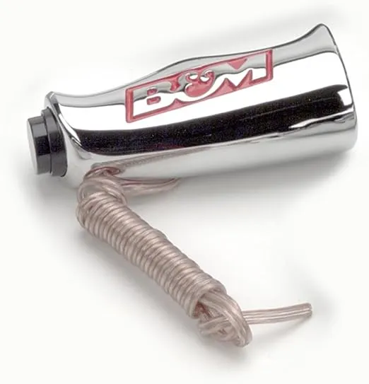 B&M 80659 Chrome Aluminum T-Handle Shifter Grip with Button and SAE Thread Inserts