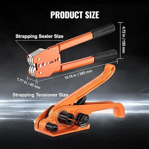 VEVOR Banding Strapping Kit with Strapping Tensioner Tool, Banding Sealer Tool, 1000 ft Length PET Band, 300 Metal Seals, Pallet Packaging Strapping Banding Kit Banding Packaging Strapping for Packing