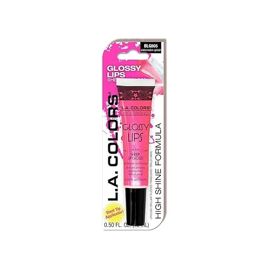 L.A. COLORS Glossy Lips Sheer Lipgloss (carded), Watermelon Splash BLG805