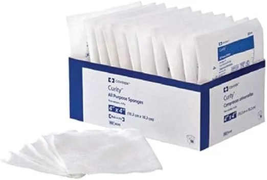 Covidien 9022 Curity Non-Woven All-Purpose Sponge, Non-Sterile, 2" x 2", 4-ply