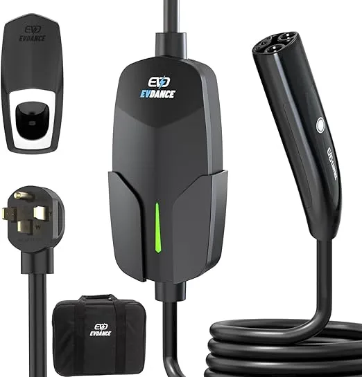 Universal Mobile Charger for Tesla - 32A Level 2 Mobile Connector with NEMA 14-50 Plug, 25 ft Extension Cord, Home Charger Compatible with Model 3/Y/S/X (Button with Functions)