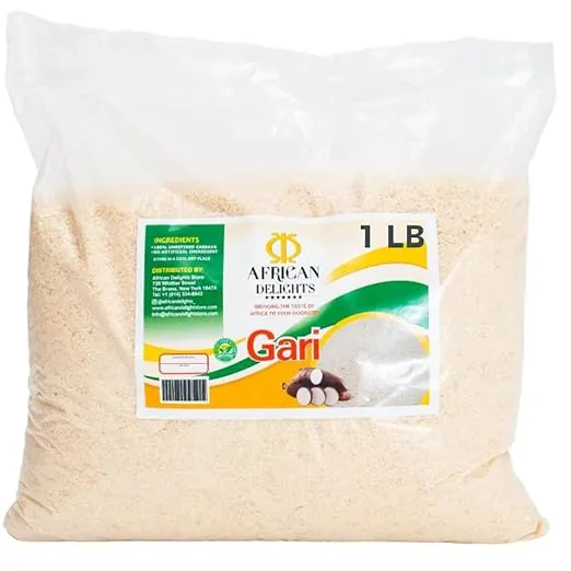 African Delights Ghana White Gari 5lb (80oz) / Water and Garri, Garri and Water, Water Garri/Nigerian Food, Eba/Sand Free / 100% All Natural (1 lb)