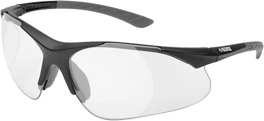 Elvex Clear, HC/PC w/+2.5 Full Lens Magnifier, Black Frame w/Grey Temple Tips, One Size, RX-500C-2.5