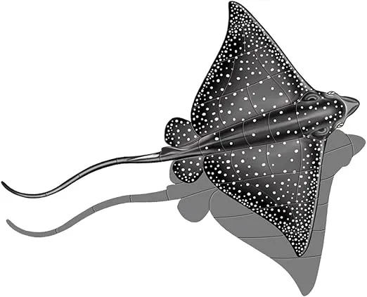 Eagle Ray Porcelain Swimming Pool Mosaic (37" x 30" with Shadow)