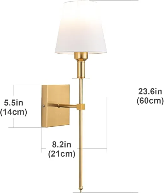 Set of 2 Wall Sconce Battery Operated Wall Light,Battery Powered Non-Hardwired Fixtures,with Remote Control Dimmable Bulb(Included Bulb) (Color : Gold)