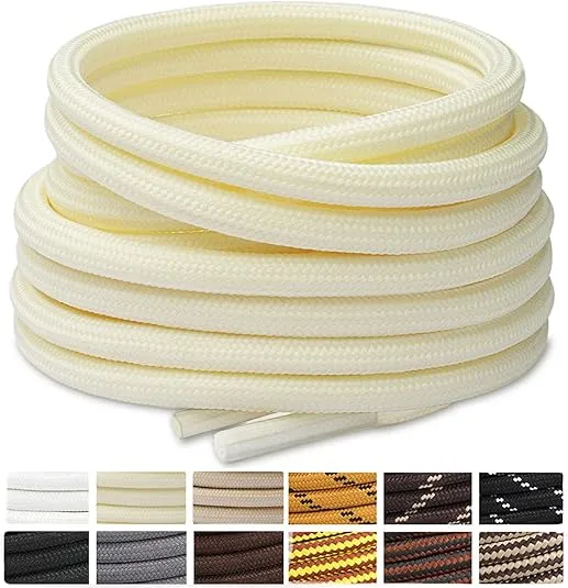 Stepace Round Shoelaces [2 Pairs] Heavy Duty Boot Shoe Laces for Hiking Work Boots