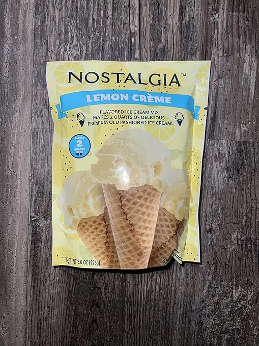 Nostalgia 2-Quart Homemade Premium Lemon Crème Ice Cream Starter Mix