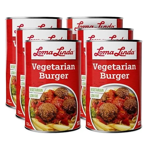 Loma Linda Vegetarian Burger, 40 oz – Plant-Based Protein, Shelf-Stable, Vegan & Non-GMO, Ready-to-Serve Meal Option (6 Pack)