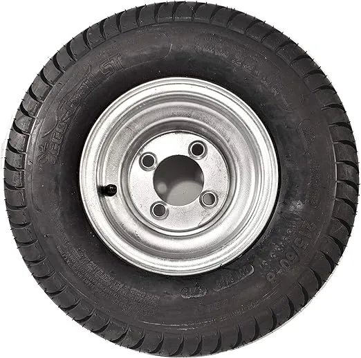 eCustomrim Trailer Tire On Galvanized Wheel Rim 18.5X8.5-8 18.5-8.5-8 215/60-8 Load Range C 4 Lug - 2 Year Warranty w/Free Roadside