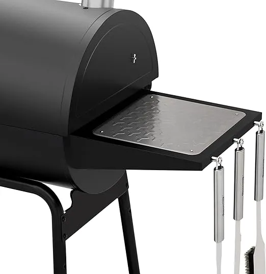 Royal Gourmet CC1830M 30-Inch Barrel Charcoal Grill with Offset Smoker & Warming Rack, Outdoor BBQ Grill with 811 Sq. In. Cooking Space for Backyard, Patio and Parties, Black