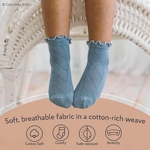 CozyWay Baby Anti Slip Crew Socks 6 Pairs with Grips for Toddlers Little Boys Girls Infants Kids Non Skid