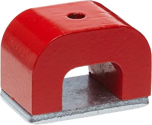 Red Cast Alnico 5 Bridge Magnet With Keeper, 1.57" Wide, 1" High, 1" Thick, 0.20" Hole On Top (Pack of 1)