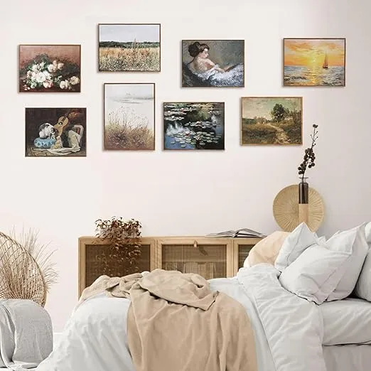 Wall Art Landscape Canvas Classical Canvas Painting Framed Art Decor Aesthetic for Home Room Bathroom Decor Natural Framed 8"x10"