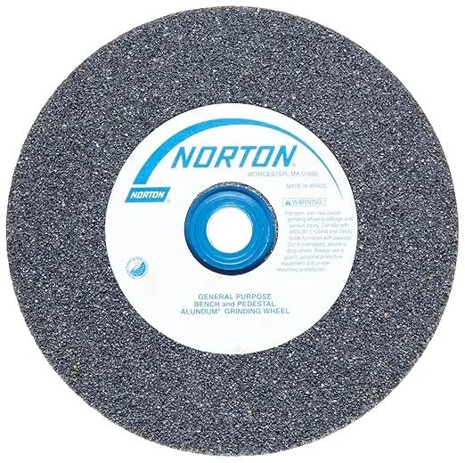 Norton Gemini Bench and Pedestal Abrasive Wheel, Type 01 Straight, Aluminum Oxide, 1" Arbor, 5" Diameter, 3/4" Thickness, Fine 100 Grit (Pack of 1)