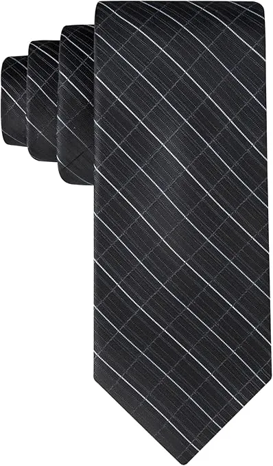 Calvin Klein Men's Classic Black Solid and Pattern Ties (Standard and Extra Long Sizes)