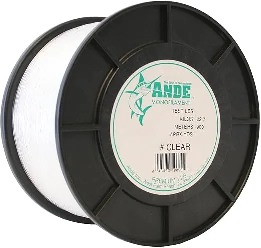 Ande A1-25C Premium Monofilament, 1-Pound Spool, 25-Pound Test, Clear Finish