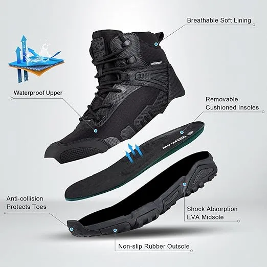 FREE SOLDIER Men's Waterproof Hiking Boots Lightweight Work Boots Military Tactical Boots Durable Combat Boots
