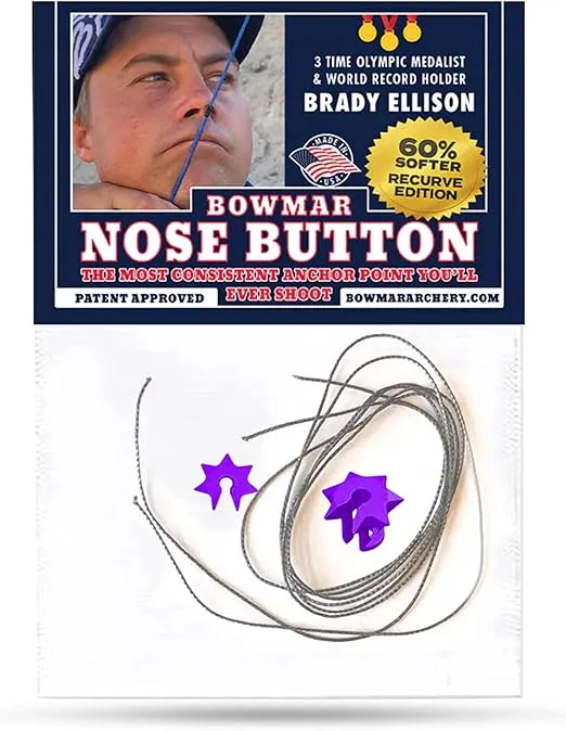 Bowmar Archery Nose Button Recurve Edition, Extremely Light Weight, Creates Consistent Anchor Point, Two Sizes Included