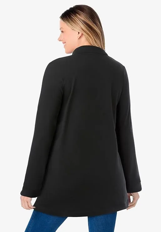 Woman Within Women's Plus Size Long-Sleeve Polo Shirt