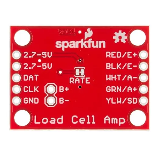 SparkFun Load Cell Amplifier - HX711 Small Breakout Board Read Load Cells to Measure Weight Four-Wire Wheatstone Bridge Configuration Connect to sensors Build Scale Process Control Presence Detection