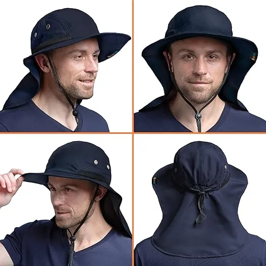 SUN CUBE Sun Hat for Men, Wide Brim Fishing Hat Neck Flap Cover Men, Women, Hiking, Camping, Sun Protection UV, Gardening