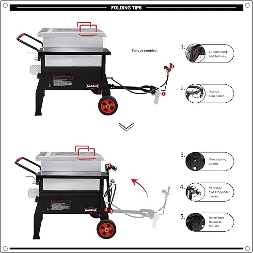 Creole Feast CFB1001A 90 QT Crawfish Boiler, Outdoor Single Sack Propane Gas Cooker with Folding Cylinder Mounting Bracket and Stirring Paddle for Seafood & Crawfish Season, Black