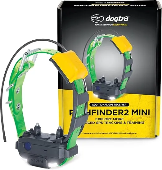 Dogtra PATHFINDER 2 MINI Additional Receiver Dog GPS Tracker e Collar Green LED Light No monthly fees Free App Waterproof Smartwatch control Satellite Real Time tracking long range Smartphone required