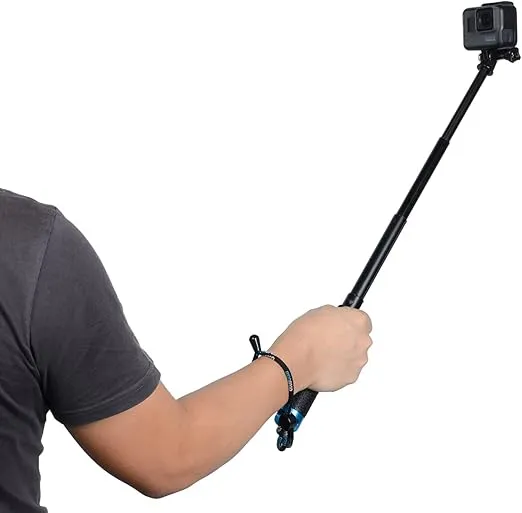 Selfie Stick, 28”/71cm Extension Stick Compact Hand Grip Adjustable Pole Waterproof Monopod Compatible with GoPro Hero 12 11 10 9 8 7 6 5 4 Session AKASO DJI Osmo Action and More