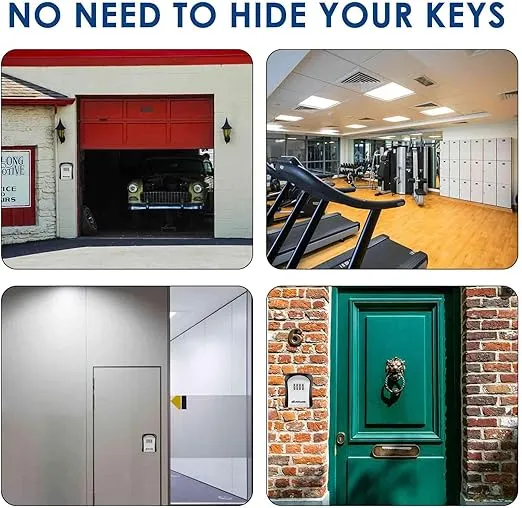 GIVERARE Key Lock Box Combination, 4-Digit Lockbox Wall Mount Outside, Waterproof Outdoor Key Hider, Resettable Code Safe Security Password Boxes with Mounting Kit for Home, Office, Garage-Grey