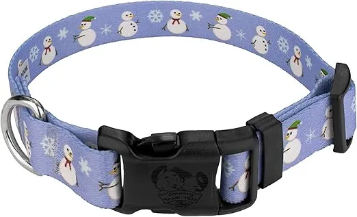 Country Brook Petz - Deluxe Snowman Dog Collar - Made in The U.S.A. - Christmas Collection Featuring Festive Designs (5/8 Inch, Small)
