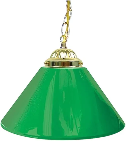 Trademark Gameroom Green Single Shade Gameroom Lamp, 14" (Brass Hardware)