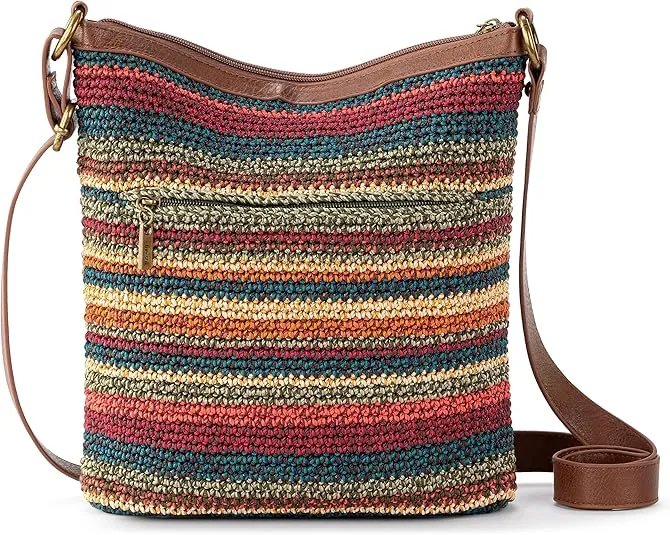 The Sak Lucia Crossbody in Crochet, Adjustable Crossbody Strap, Woodland Stripe
