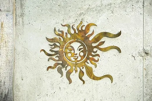 Ancient Graffiti 14" Flamed Sun Face Wall Décor, Multicolor