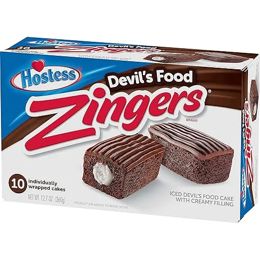 Hostess Iced Devil's Food Zingers | 12.7 Ounce | 10 Count | Pack of 2 (20 Total Zingers)