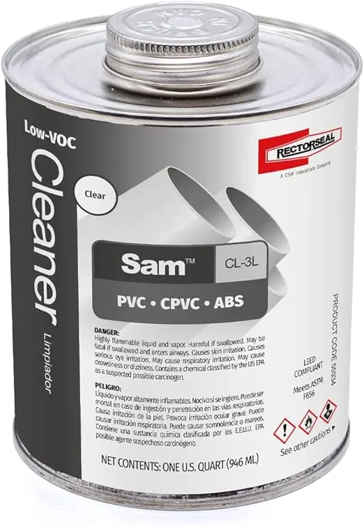 Rectorseal 55934 Quart Cl-3L Low-Voc Pvc, Cpvc, Abs Cleaner