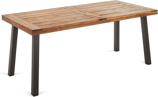 Christopher Knight Home 298192 Spanish Bay Acacia Wood Outdoor Dining Table | Perfect for Patio | with Teak Finis, Brown