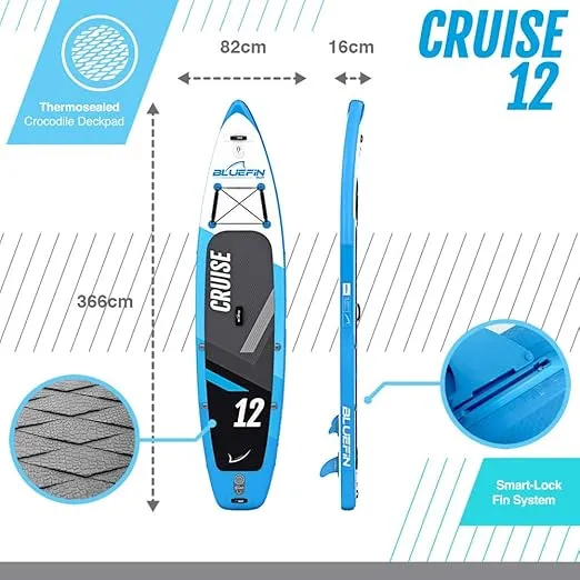 Bluefin Cruise Premium Stand Up Paddle Set | Inflatable Paddleboard for Adults | SUP Package with Backpack, Fiberglass Paddle, and Pump | 5 Year Warranty
