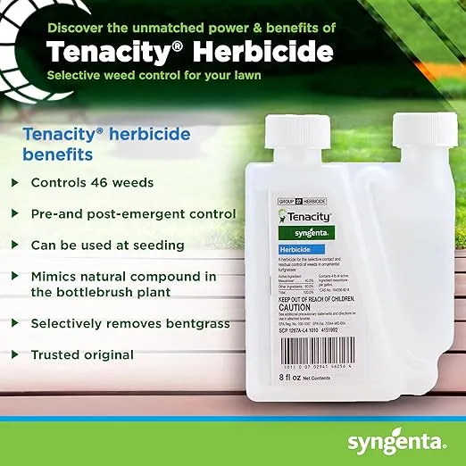 Syngenta Tenacity Herbicide - Pre-Emergent and Post-Emergent Weed Control, 8-oz. Liquid Weed Killer for Lawns and Turf Grasses, Active Ingredient Mesotrione Herbicide