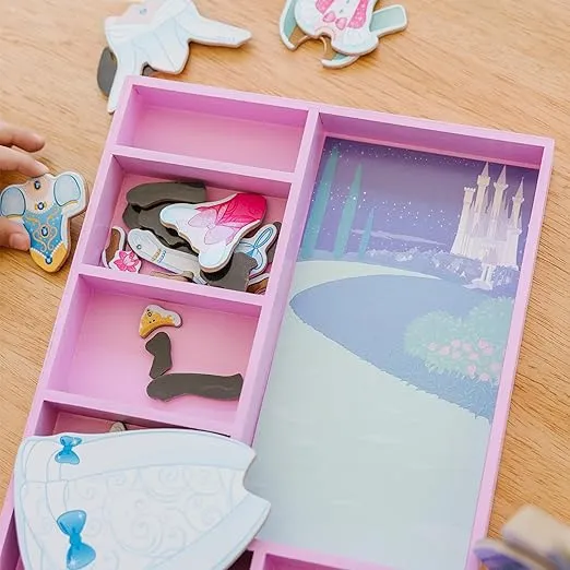 Melissa & Doug Disney Cinderella Magnetic Dress-Up Wooden Pretend Play Set (30+ pcs) - Toys, Princess Dress Up Doll For Preschoolers And Kids Ages 3+