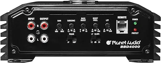 Planet Audio BBD4000 Class D Monoblock Car Amplifier - 4000 High Output, 1 Ohm, Low Level Inputs, Low Pass Crossover, Hook Up to Subwoofer for Bass