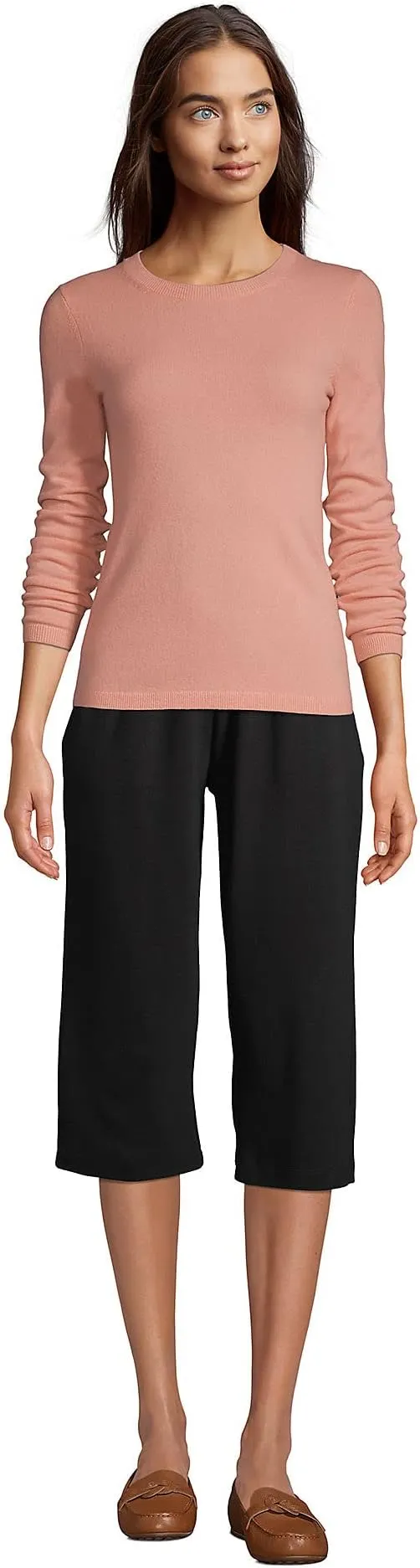 Lands' End Women's Sport Knit High Rise Elastic Waist Capri Pants
