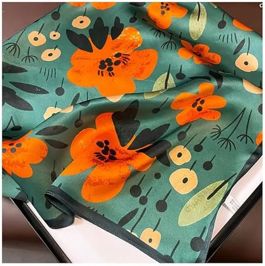 MEISEE Mulberry Silk Scarfs Women Small Square Scarf 21" x 21" Breathable Lightweight Neckerchief Headscarf