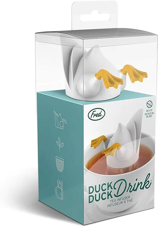 Genuine Fred, DUCK DUCK DRINK, Duck Reusable Tea Infuser, White, Fun Gift for Tea Lovers, Clever Kitchen Gadget