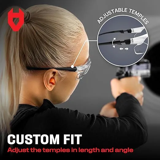NoCry Clear Shooting Glasses for Men with Anti-Fog and Scratch Resistant Wraparound Lenses — ANSI Z87 Safety Glasses for Men with Adjustable Temples & Nose Pad — 100% UV Eye Protection for Shooting