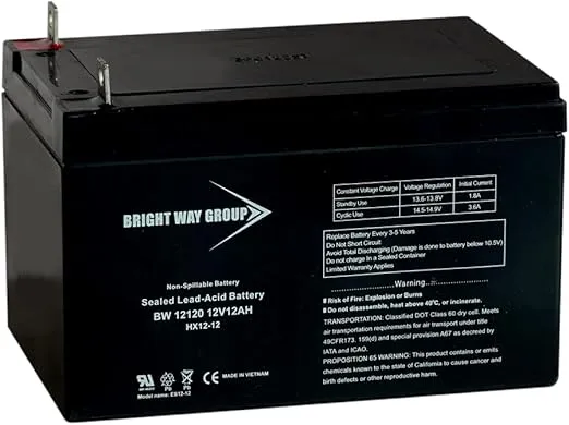 12V 12AH SLA Deep Cycle Rechargeable Battery BW12120 NB Nut and Bolt Terminals Generator
