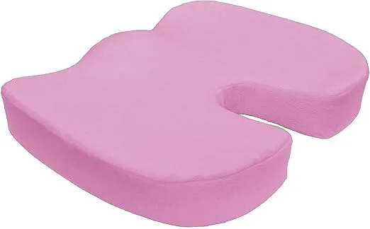 Bookishbunny 2pc High Resilience Memory Foam Seat Chair Waist Lumbar Back Support Cushion Pillow Car Office Home (Pink)