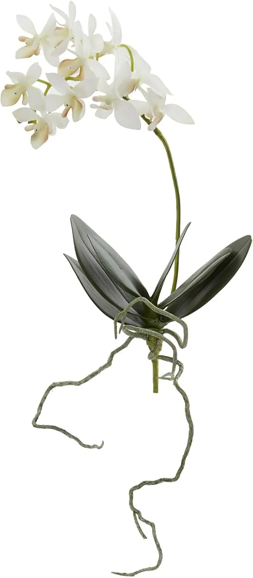 Nearly Natural 13 in. Mini Orchid Phalaenopsis Artificial (Set of 6) Silk Flowers, White