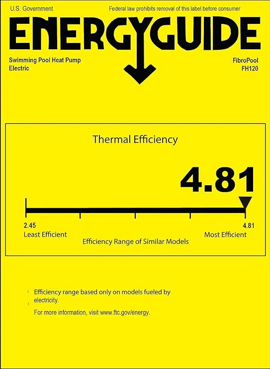 FibroPool Swimming Pool Heat Pump - FH120 20,000 BTU - for Above and In Ground Pools and Spas - High Efficiency, All Electric Heater - No Natural Gas or Propane Needed