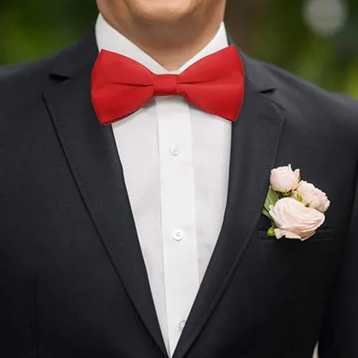 Men's Bowties Formal Satin Solid - 6/12 Pack Bow Ties Pre-tied Adjustable Ties for Men Many Colors Option in bulk