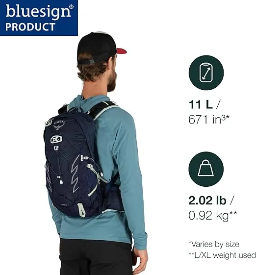 Osprey Talon 11L Men's Hiking Backpack with Hipbelt, Green Belt/Black, S/M